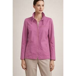 Lafayette 148 New York Pink Zip Front Utility Jacket Women’s Size 10